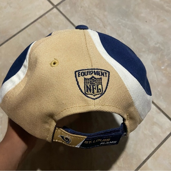 St. Louis Los Angeles Rams Reebok Strap Back Hat Adjustable Y2K NFL Blue Gold - Picture 3 of 4